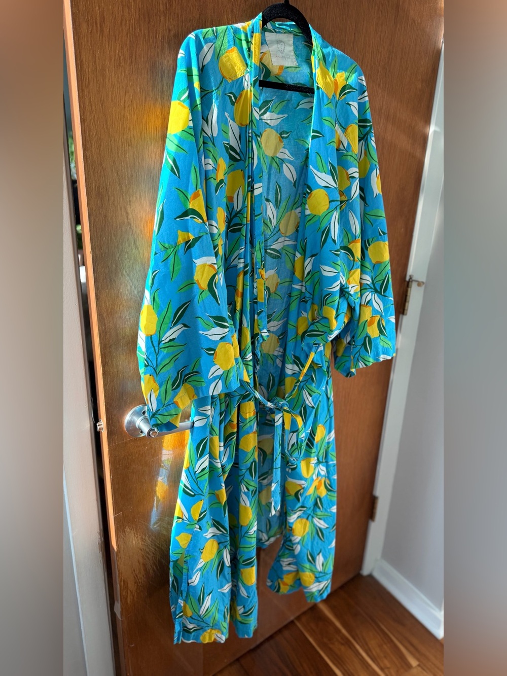 Printfresh Turquoise Lemon Zest Kimono Sleeve Robe